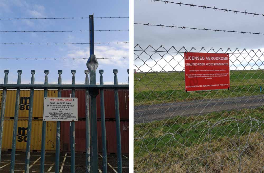 Fences mark the boundaries of prohibited areas on both walked routes.