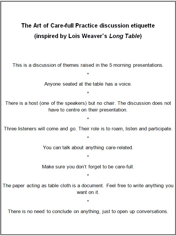 The Art of Care-full Practice: discussion etiquette